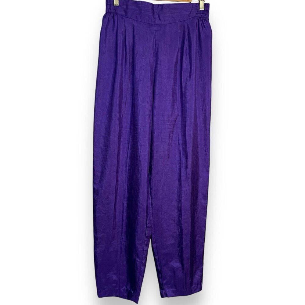 Joan Walters Windbreaker Pants Women's 14 Purple Casual Vintage USA Pockets Chic